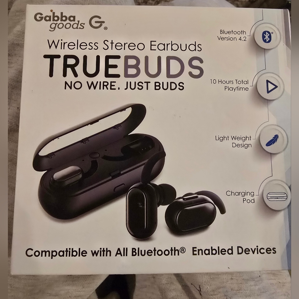 Gabba Goods TrueBuds Wireless Stereo Earbuds - Black